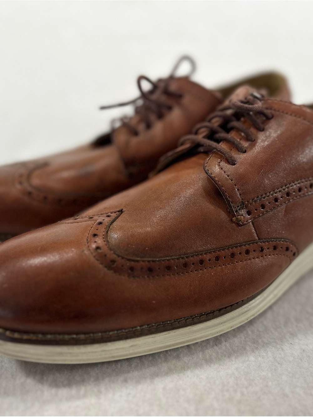 Cole Haan Brown Leather Wingtip Derby Shoes